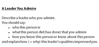 雅思口语话题卡片 A Leader You Admire