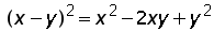 (x minus y)^2 = x^2 minus 2 times x times y + y^2