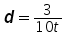 d equals 3 over (10 times t)