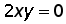 2 times x times y = 0