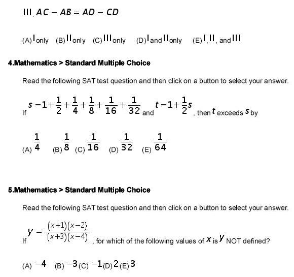 SAT数学选择题练习