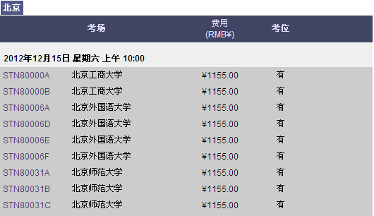 北京12月15日GRE考位